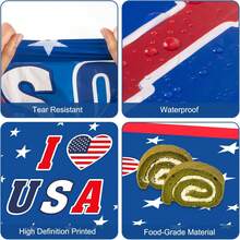 Paquete de 3 manteles patrióticos del 4 de julio – I LOVE USA - Mantel de plástico desechable con bandera americana para decoraciones del Día de la Independencia del 4 de julio, suministros de fiesta, - 1 - Ver 5