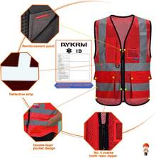 Pink Reflective Safety Vest For Women, Working Safety Gear With Strips, High Visibility Work Vest For Construction, Medium - Red Mesh - View 3
