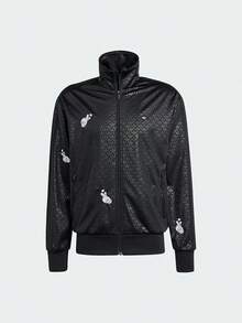 Adidas Áo khoác nam thời trang in họa tiết toàn thân, cổ cao, chất liệu dệt kim, thích hợp cho mùa xuân/thu. - màu đen - Xem 1