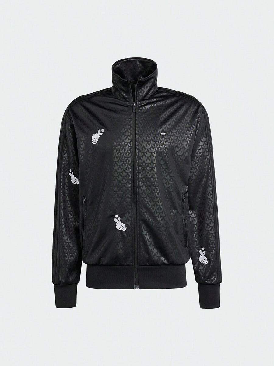 Adidas Áo khoác nam thời trang in họa tiết toàn thân, cổ cao, chất liệu dệt kim, thích hợp cho mùa xuân/thu. - màu đen - Xem 1
