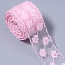3碼/捲 粉色刺繡蕾絲飾邊 3.8cm 無彈性織帶，適用於衣領、袖口、下擺、腰帶DIY，婚紗/晚禮服/髮飾頭飾製作，家居裝飾枕套手帕製作配件 - 粉紅色 - 查看 14