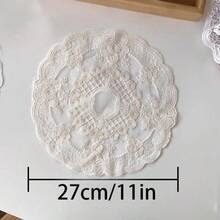 1pc European Style Embroidered Lace Tray Mat, Round Hollow Lace Edge, Suitable For Jewelry Display, Vintage Dining Mat - Multicolor - View 18