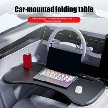 1pc Car Seat Folding Desk, Portable In-Car Laptop Steering Wheel Tray Table - A - View 2