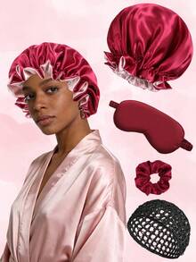 Women's Headwrap, Bohemian Style, Made Of Polyester, Versatile Design, Great For Bathing - 60 Lace Hat + Mesh Cap + Eye Mask + Small Hair Accessory - View 5