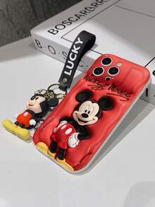 This Disney Mickey Mouse Lanyard Phone Case Is Fully Covered In TPU Material. It's Shockproof, Lightweight, And Compatible With IPhone17/16/11/13/15/15 Plus/15 Pro/15 Pro Max/12/14 Pro Max/11 Pro Max/12 Pro/12 Pro Max/13. This Phone Case Makes A Popular Birthday Gift Or Business Gift; It's Durable, Stain- And Fingerprint Resistant, And Suitable For Both Men And Women. The Set Also Includes A Mickey Mouse Phone Case And A Mickey Mouse Plush Bracelet. It's A Perfect Gift For Friends And Family. This Stylish Phone Case Is Fun, Lightweight, And Durable. IPhone17 Pro Max Phone Case, Minnie Mouse Phone Case. - White - View 5