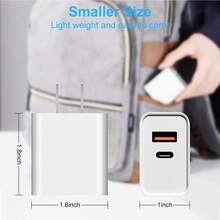 Adaptador de carga rápida de 20W con puerto dual USB A+C, cargador de pared USB Tipo-C, bloque de carga rápida duradero con cable de carga Tipo-C a Tipo-C de 6.6FT/200cm, compatible con kit de carga para iPhone 17/16/15 Pro Max Plus - Ver 9