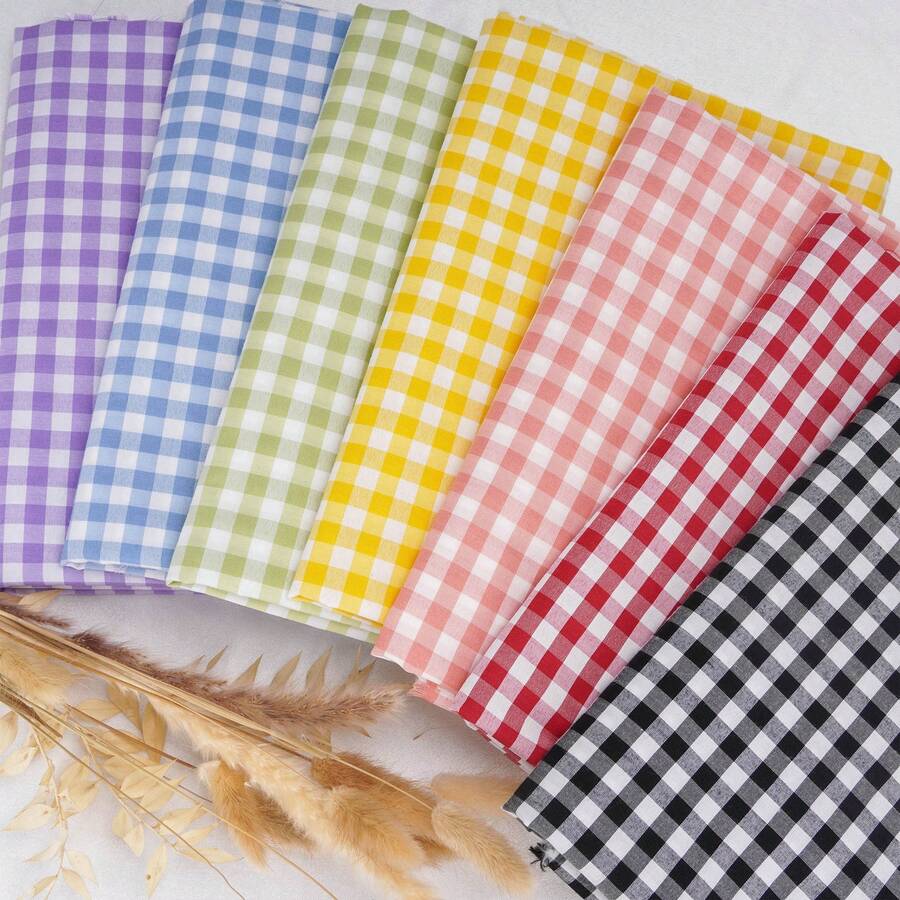 1pc Polyester Small Plaid Printed Fabric, Suitable For Sewing, DIY Crafts, Bows, Clothing, Sofa Pillows, Tablecloths, Home Decor