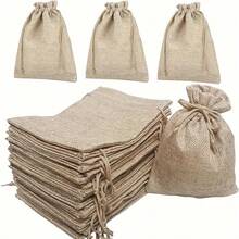 25pcs Gift Packaging Bags With Drawstring, Burlap Gift Bags For Christmas Tree Decoration, Candy & Gift Wrapping, Multi-Purpose Small Item Storage Bags - View 1