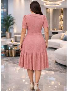 Conservative / Modest Elegant Casual Party Vintage Knit Fabric High In The Front And Low In The Back Wedding Bachelorette Party Tea Party Evening - 玫瑰 - 查看 3