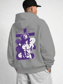 Blusa de Moletom  Critão O Senhor Morreu Na Cruz Unissex Ref4893 - Cinza - Visão 2