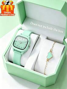 New Compact Square Digit Pointer Quartz Watch, Fashion Sports Watch For Teenage Girls, Paired With Heart-Shaped Bracelet, Perfect Graduation Or Mother's Day Gift - Multicolor - View 11