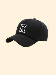 1 pieza Gorra de béisbol con parche del alfabeto de 26 letras, gorra de papá ajustable casual para uso diario, viajes y atuendos callejeros - Negro - Ver 8