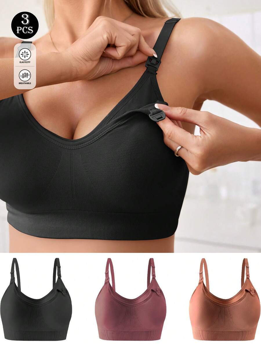 3件套孕妇哺乳文胸，性感前开式哺乳文胸，舒适无痕防下垂文胸，适合孕期和产后穿着