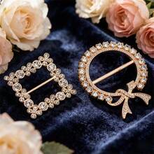 2pcs Easy High Waistline Gold Rhinestone Hem Knot Buckle Waist Cincher/Scarf Buckle/Dress Belt Buckle Versatile Luxury Decorative Accessory - View 5