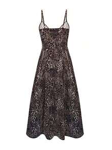 Vestido de tirantes con estampado de leopardo de moda de verano para mujer - Marrón 2 - Ver 2