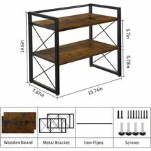 Desktop Shelf Organizer, 2 Tier Office Shelves, Wood Desk Organizer Storage Rack And Freestanding Display Shelf For Office, Dormitory, Home - Cổ điển - Xem 4