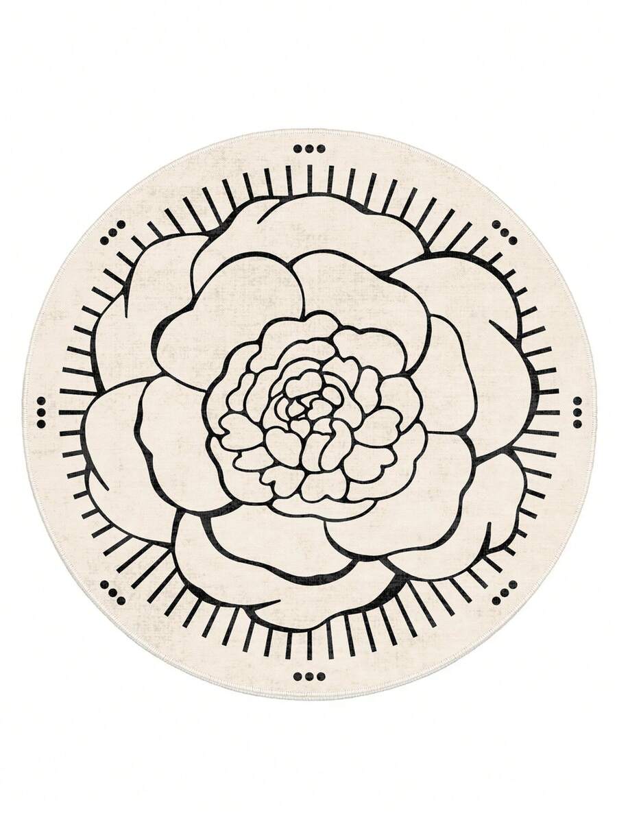 Alfombra de área moderna, redonda, lavable y antideslizante - Alfombra suave y delgada para sala de estar, alfombra de cocina y pasillo, alfombra decorativa - Blanco Crema - Ver 1