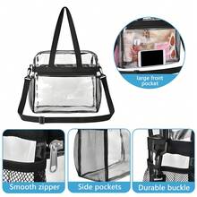 Ladies' Handbags, Beauty Bags, Briefcases, Daily Necessities Storage Bags, Tote Bags For Women, Shoulder Bag, Cartera, Large Tote Bag, Elegant Women's Handbag, Purses And Bags Women, Shoulder Bags For Women, Women Bags,Hand Bags,Cross Body Bag,Suitable For Outdoor Activities, Travel, Commuting, Work, Back To School, Concerts, Gyms, Local Warehouse Delivery 3-7 Days Clear Crossbody Bag, Transparent PVC & Nylon Stadium-Approved Tote With Adjustable Strap, See-Through Design For Daily Use, Gym & Sports Events – Keep Your Essentials Visible & Secure Convertible Clear Tote Bag, Dual-Use Handbag & Crossbody With Transparent PVC & Nylon Material, Perfect For Everyday Outings, Gym Workouts & Stadium Events – Lightweight & Durable Premium See-Through Crossbody Tote, Transparent PVC & Nylon Stadium-Compliant Bag With Multiple Pockets, Ideal For Daily Essentials, Gym Gear & Sports Events – Stylish & Functional For Women & Men - màu đen - Xem 4