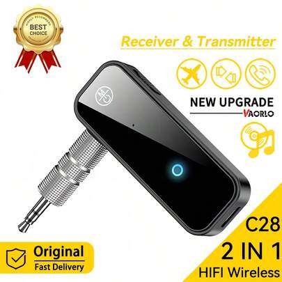 KZ 2-In-1 Bluetooth 5.3 Wireless Adapter, 3.5mm AUX Interface, HiFi Stereo Multifunctional Audio Receiver/Transmitter, Suitable For Car, TV, Computer, Speaker, Headphone, Supports Hands-Free Calling
