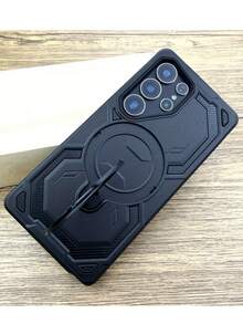 豪华防震装甲混合材质360度旋转磁吸支架手机壳，兼容三星Galaxy S26 Ultra S25 Ultra S24 S23 Ultra S22 Ultra无线充电保护套 - 黑色 - 查看 5