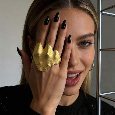 Niche Design Asymmetrical Pleated Minimalist Sophisticated Ring, Unique Delicate Accessory