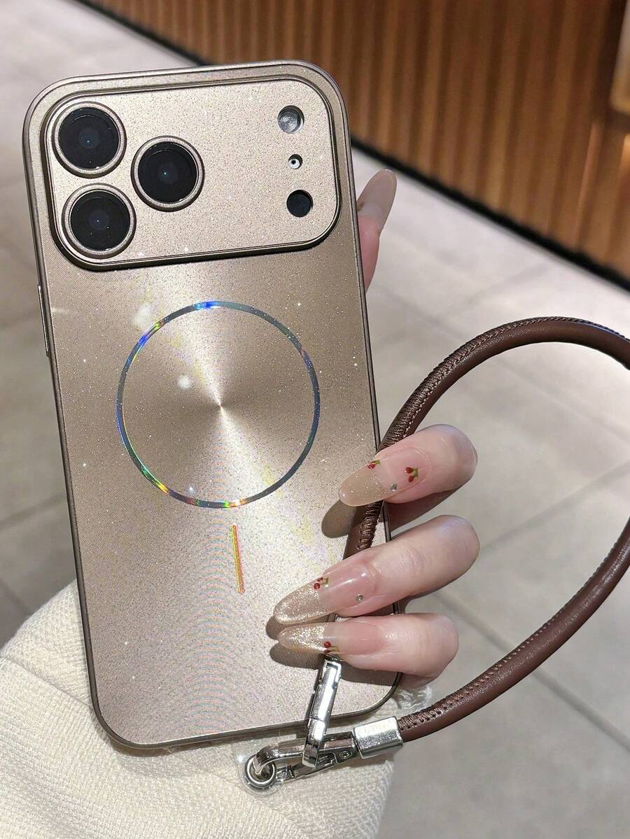 奢華亮片光澤 CD 圖案極光磁吸無線充電超薄矽膠手機殼，相容 iPhone 17 Pro Max、17 Pro、17、16 Pro Max、16 Pro、16、15 Pro Max、15 Pro、15、14 Pro Max、14 Pro、14、13 Pro Max、13 Pro、13，附相機保護與防震背蓋