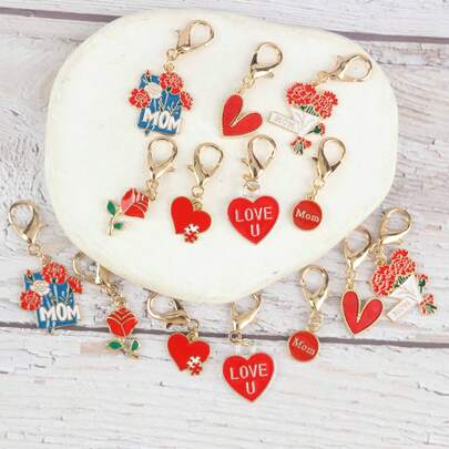 1/6/7/14件套2D母亲节系列“您是家的心脏”钥匙扣套装，包包/背包装饰配件，送给妈妈/奶奶的最佳温馨母亲节礼物，C&G Styles，不含卡片