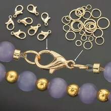 600pcs/Box KC Golden Includes A 12mm Lobster Clasp And Various Sizes Of Loops. Suitable For DIY Jewelry Making, Including Bracelets, Necklaces, Anklets, Bag Charms, Keychains, Beaded Connecting Rings, And Other Jewelry Making Materials And Parts. - Multicolor - View 8