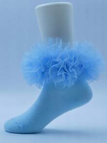 1 đôi tất kiểu công chúa viền bèo hoa 3D cho bé gái - Nhiều màu - Xem 5