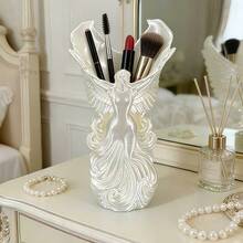 3D Printed Angel Vase Multifunctional Desktop Storage Bucket, Makeup Brush & Pen Holder, Artistic Home Decor Ornament, Ideal Gift For Christmas, Thanksgiving, Valentine's Day, Easter, Birthday - A - View 3