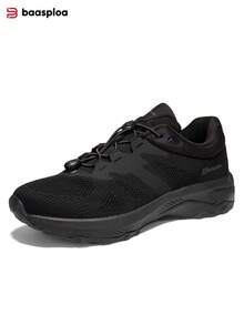 baasploa 1 par de zapatos deportivos para caminar para hombres, con malla transpirable para exteriores, cómodos y duraderos, marca nueva - Negro - Ver 5