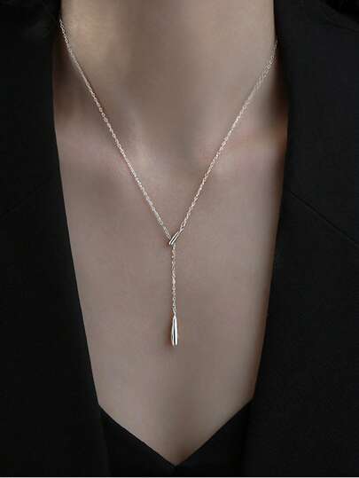1 pieza Elegante joyería de mujer, collar con colgante de borla y gota de agua, diseño de alta gama único y elegante, collar tipo gargantilla minimalista, adecuado para uso diario y como regalo para fiestas