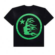 HELLSTAR Men's Classic Logo Graphic Oversized T-Shirt, Casual Cotton Short Sleeve Tee - Black - View 2