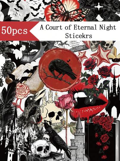 50pcs A Court Of Eternal Night Sticekrs For Luggage Laptop Organizers Scrapbooks Decor DIY Transparent Stickers