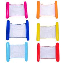 2pcs Inflatable Hammock With Net, Foldable Backrest Floating Bed, Water Recreation Lounge Chair - Multicolor - View 3