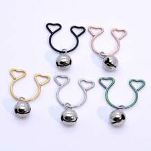5 chiếc / 1 bộ bông tai mặt dây chuyền hình trái tim đôi bằng thép không gỉ dành cho Ngày Valentine, sang trọng và thời trang, lãng mạn, khuyên ngực giả không cần xỏ lỗ, bộ khuyên ngực công nghiệp, trang sức xỏ khuyên - núm vú chuông - Xem 1