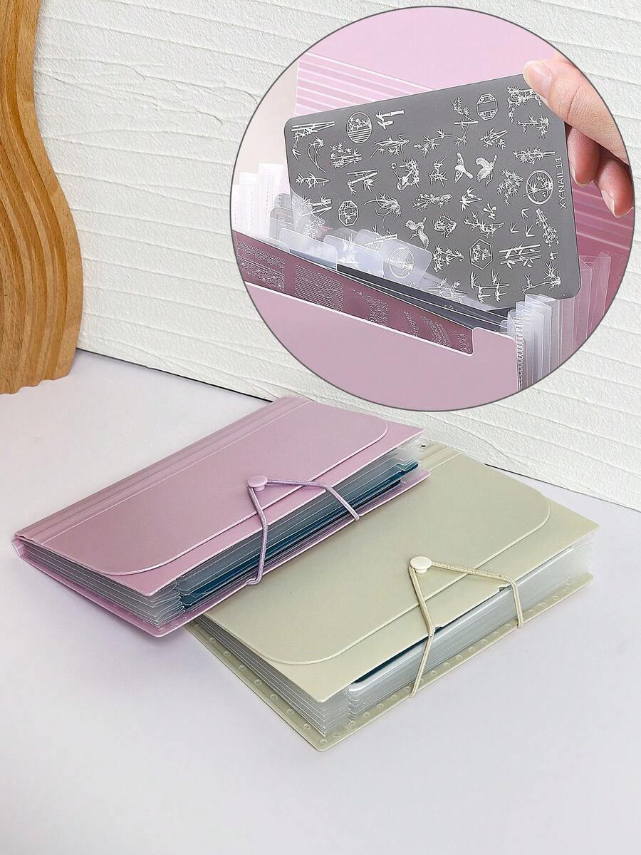 1pc Foldable Transparent Anti-Scratch Nail Art Stamp Plate Storage Album, Nail Sticker Organizer Display Tool - Multicolor - View 1
