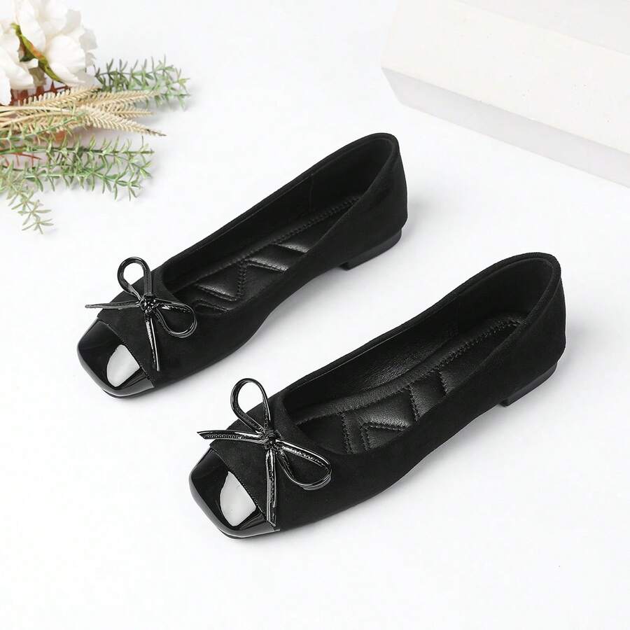 Giày bệt mũi vuông thắt nơ mới năm 2026, giày lười thoải mái đế mềm dành cho nữ.