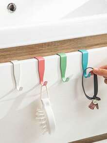 4pcs No Drill Wall Hooks, Multi-Purpose Wall Mounted Hooks For Hanging Clothes, Bags, Towels, Suitable For Home, Rental, Office, And Student Use, Great For Kitchen, Bedroom, Bathroom, Office, And Dorm Organization - Multicolor - View 12