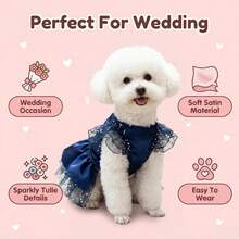春夏宠物婚礼礼服，优雅高贵的小型/中型犬新娘礼服，可爱公主风婚礼派对生日节日摄影服装 - 紅色 - 查看 2