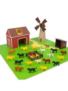 30 Animais Fazenda Vaca Cachorro Cavalo Brinquedo Maquete - Multicolorido - Visão 4