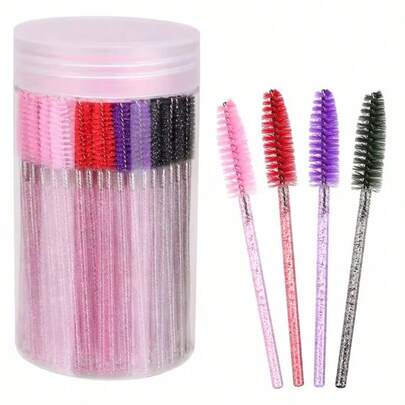 Bộ 50 lược chải mi và lông mày, được thiết kế đặc biệt để chải mascara giúp làm dài và chăm sóc mi, lược tách và chải mi, lược tạo hình lông mày, dụng cụ trang điểm du lịch nhỏ gọn, dễ vệ sinh và nhẹ để sử dụng hàng ngày.