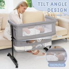 3-In-1 Baby Crib, Baby Bed,Baby Bassinet,Boasting Effortless Smooth-Gliding Wheels, Height-Adjustable Frame, Gentle Rocking Motion, Breathable Mesh Panels For Optimal Airflow,Bedside Bed For Babies,Essential Goodies For Growing Kids, Baby Need,Baby Stuff, Essential For New Mothers,Newborn Gift - Light Grey - View 9