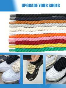 1 par tjocka repskosnören, 8 mm breda runda grova skosnören, ersättningssnören för sneakers (120 cm/47,24 tum) - Röd - Visa 2