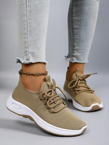 Giày thể thao nữ mùa xuân mới, thoáng khí, thoải mái, chống trơn trượt, nhẹ, kiểu dáng slip-on, thích hợp làm quà tặng Ngày của Mẹ. - Màu Mù tạt vàng - Xem 7