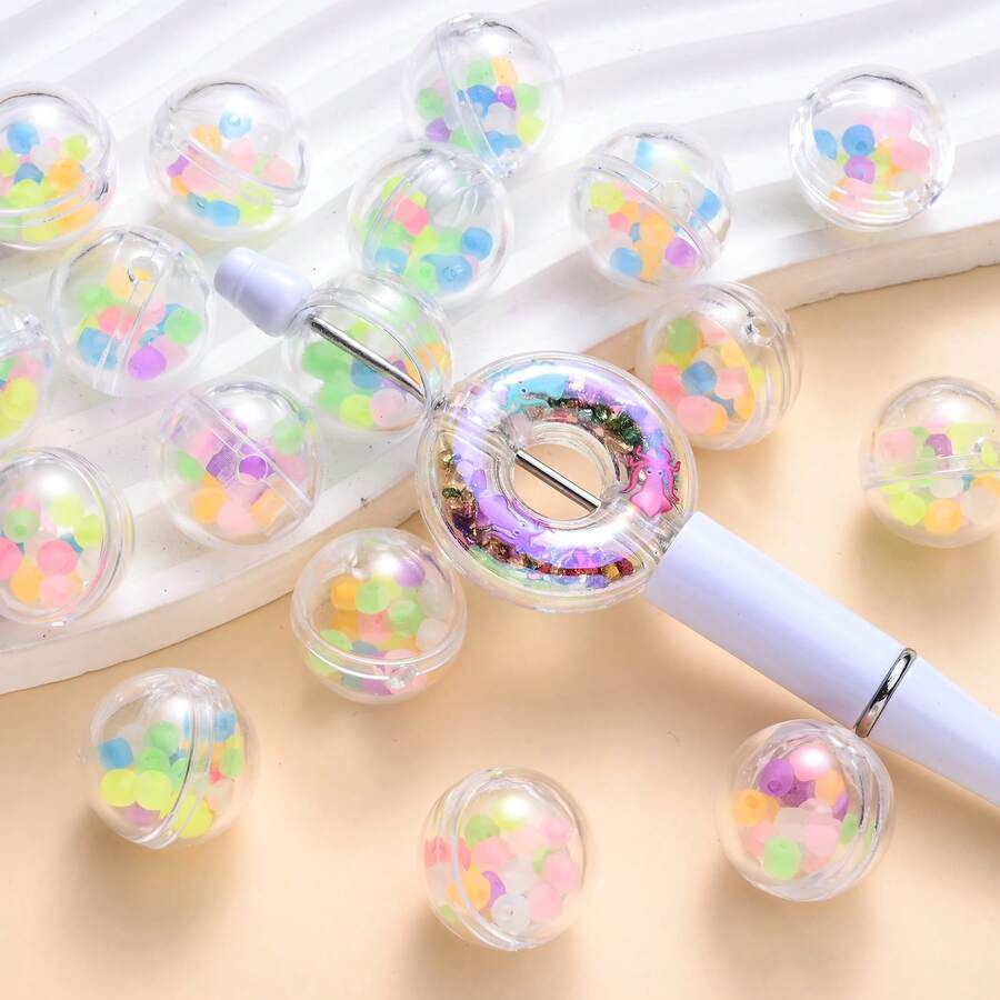2/5 hạt cườm acrylic trong suốt phát sáng, bên trong chứa kim tuyến, hình dạng bất thường, hình bánh donut ngọt ngào - Hoàn hảo cho móc khóa, bút và các dự án thủ công tự làm. - Màu ngẫu nhiên - Xem 1