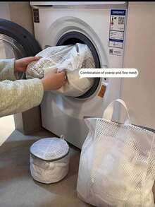 1pc White Laundry Wash Bag With Handle And Honeycomb Mesh,Large Capacity Mesh Laundry Bags,Thick Fine Mesh Washing Machine Bag Suitable For Bra, Delicates,Sweater,Hosiery, Lingerie,Laundry Basket Christmas For Holiday Gift Giving - Multicolor - View 6