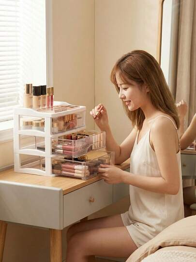 Multi-Functional Multi-Layer Desktop Drawer Transparent Storage Box, Available In Various Sizes And Models, Suitable For Storing Cosmetics, Office Supplies, Toys, Models, Can Also Be Used As Display Cabinet, Vanity, Furniture Decor
