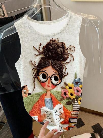 Camiseta de tirantes de unicolor, cuello redondo, ajuste holgado, casual, blanca, para verano