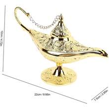 Lámpara del Genio Mágico de  Vintage, Clásica Noche Árabe con Patrón de Grabado Decoración de Mesa , Lámpara  para Decoración de Fiesta de Bodas, Halloween, Cumpleaños, Hogar - Dorado - Ver 3